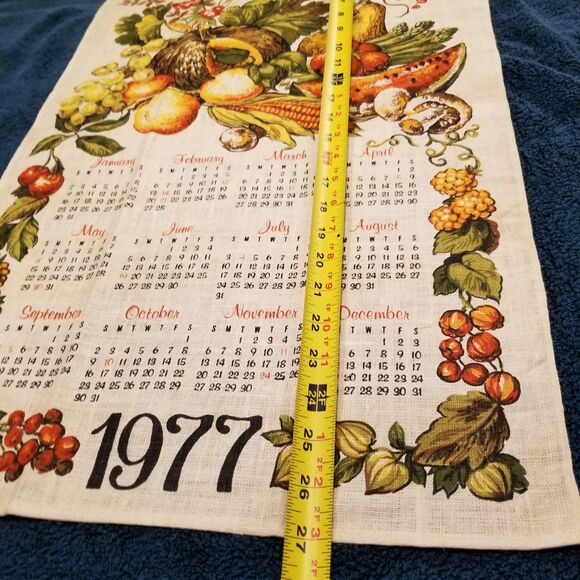 Vintage linen tea towel calendar fall harvest 1977 nos - Picture 5 of 5